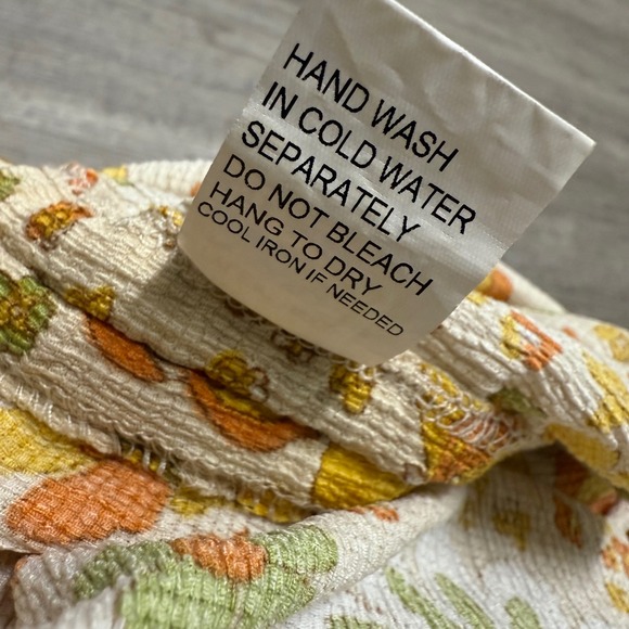 Kontrol Floral Sleeveless Top Collared V-Neck Side Cinch Orange Green Retro 70's - Picture 8 of 10